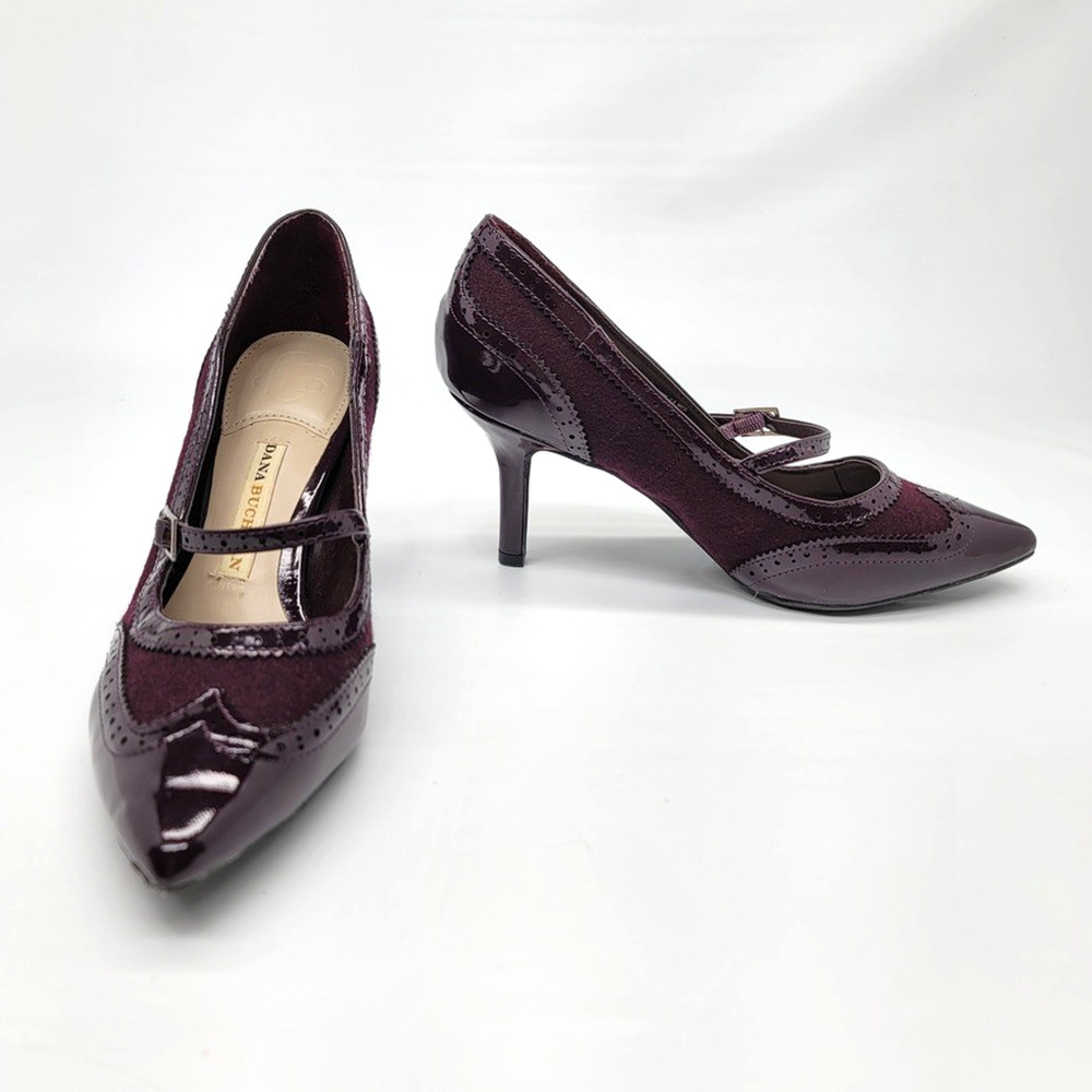 Dana Buchman Sage Burgundy Mary Jane Heels Pointed Toe Pumps Women’s 7.5 M